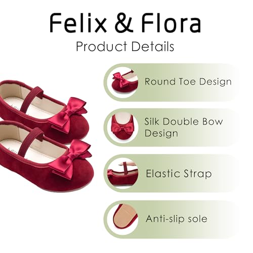 Image of Felix & Flora Toddler Flower Girl Dress Shoes - Girl Ballet Flats Party School Shoes Wedding