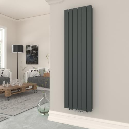 T&K Radiateur Eau Chaude 1600x462 mm Anthracite Plat Double Vertical Design Couche Montage Mural Salle de Bain Radiateur