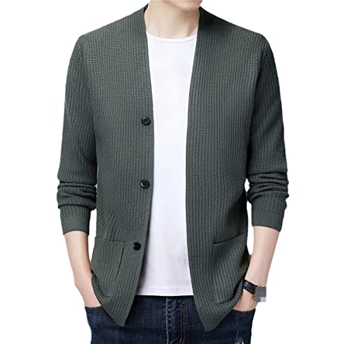 Cardigan pour homme couleur unie vert foncé style urbain