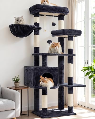 Image of Gitelsnour 55.1'' Cat Tree Tower for Indoor Cats, Large Platform, CCT013G