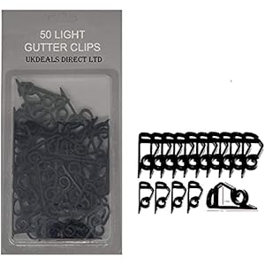 UKDD® 50 Gutter Hanging Hooks/Clips for Outdoor Christmas Xmas String Lights (Black)