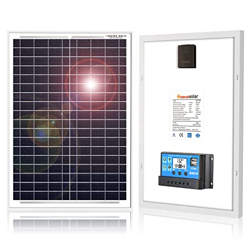 DOKIO Polykristallines Solarmodul 20W 12V mit Laderegler (2X USB-Port) für Wohnmobil, Camping, Gartenhaus