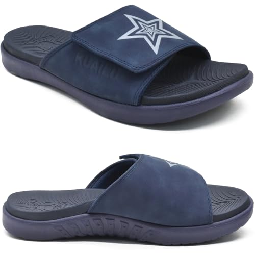 Image of KuaiLu Mens Slide Sandals Orthotic Arch Support Athletic Sport Sandals For Men Adjustable Comfort Slippers With Soft Cushioning For Outdoor