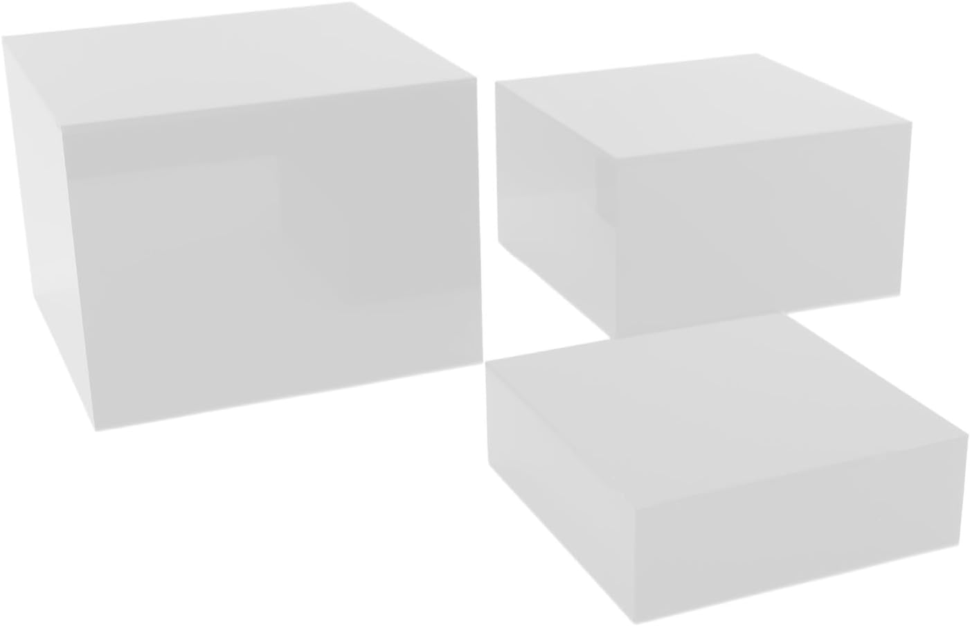 Keenso Acrylic Display Risers, Glossy Food Risers, Perfect for Buffet and Dessert Tables, Durable and Stable Design for Cakes and Jewelry Presentation, Weight 46.4oz (White)