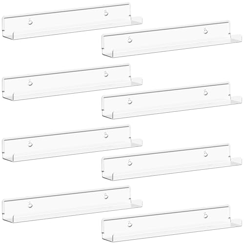 Image of Lifewit Narrow Acrylic Floating Shelves for Vinyl Record 12 inch, Clear 8 Pack