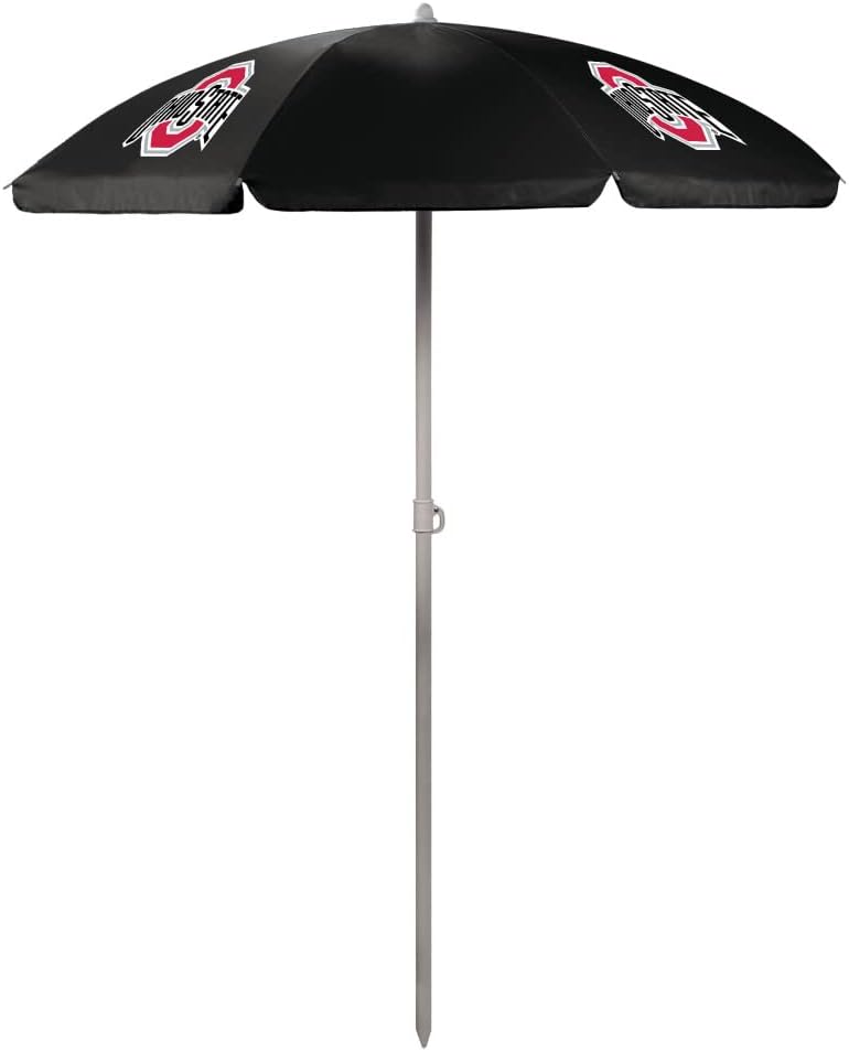 PICNIC TIME NCAA Ohio State Buckeyes Outdoor Canopy Sunshade Beach Umbrella 5.5' - Small Patio Umbrella - Beach Chair Umbrella