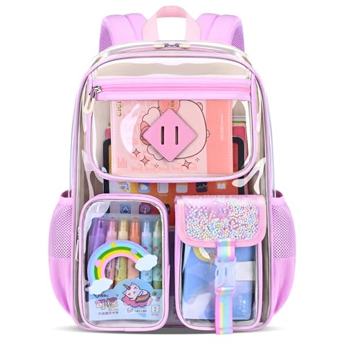 ZHIDOBO Mochila masculina transparente, preta, colegial, colegial, rosa, roxa, mochila escolar, rosa, Standard, Casual moderno