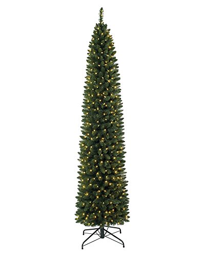 Treetopia Number 2 Pencil 6 Foot Skinny Artificial Prelit Christmas Tree With Led Clear White Lights, On/Off Foot Pedal, And Premium Stand (Green) #TOP1