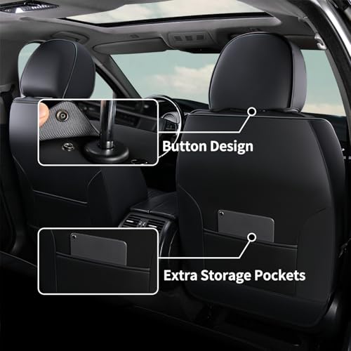 Image of FLORICH Leather Car Seat Cover Automotive Seat Covers Front Seat Waterproof Full Coverage Car Seat Cushion Protector Universal Fit for Most Cars Trucks SUV, Black