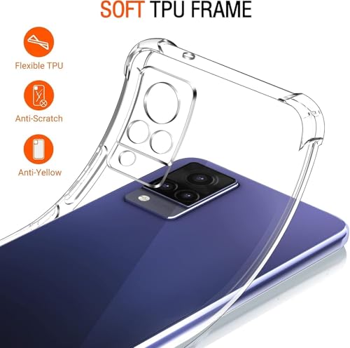 Image of Lustree Compatible with vivo V21 5G Back Cover| Clear + TPU Case with 4 Corner Air Cushion Protection & Camera Protection | Slim& Stylus Cover for vivo V21 5G