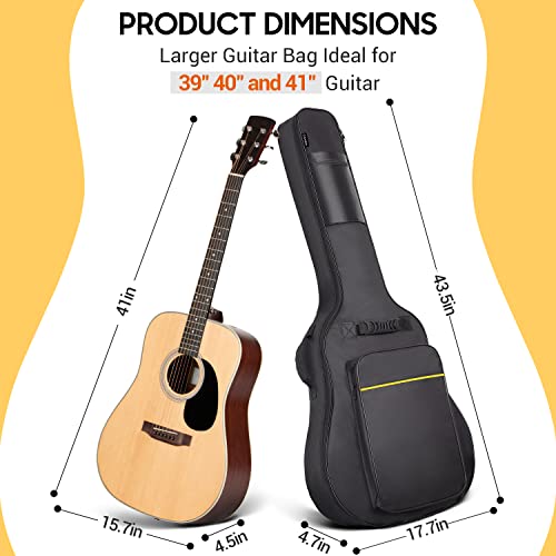 CAHAYA 41 Inch Acoustic Guitar Bag 0.35 Inch Thick Padding Water Resistent Dual Adjustable Shoulder Strap Guitar Case Gig Bag with Back Hanger Loop, Black CY0152