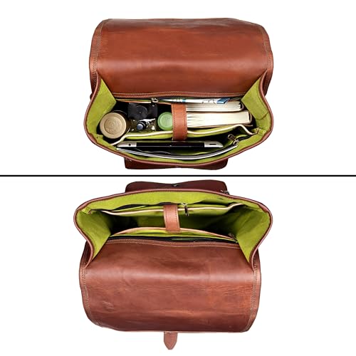cuero Vintage Full Grain Leather Laptop Backpack, Handmade Rucksack, Premium Quality & Classic Charm, leather backpack for men and women - For Hiking, Vacation, School, Colleges, Office by cuero - Image 5