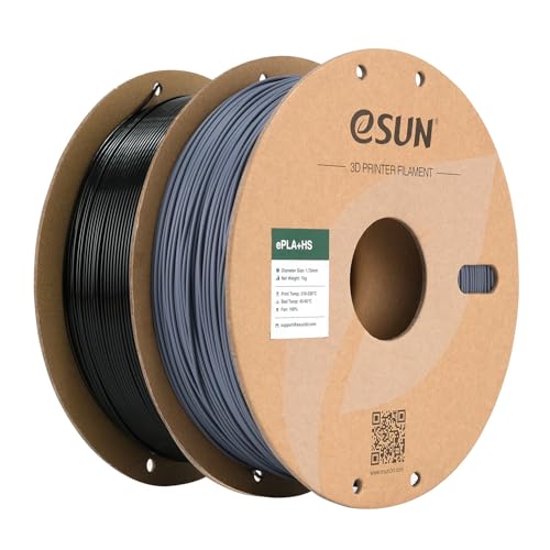 Image of eSUN High Speed PLA+ Filament 1.75mm, 3D Printer Filament Speedy PLA Plus for Fast Printing, 1KG per Spool, 2 Spools 3D Printing Filament, Black + Grey