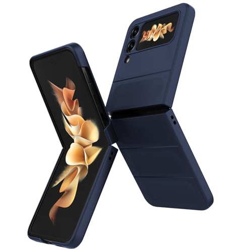 BonYonka Hülle Kompatibel mit Samsung Galaxy Z Flip 3 Hard PC Stoßfest Schutzhülle Kratzfest Rugged Cover Rundumschutz Schutzhülle mit Kameraschutz Blau