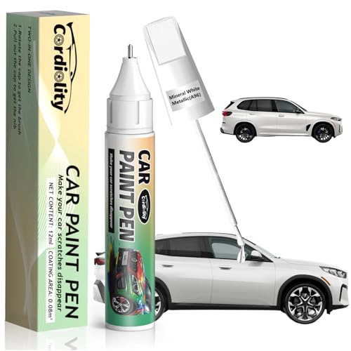 Image of A96 Mineral White Metallic Touch Up Paint for BMW, Color Accurate Car Paint Scratch Repair Pen, Quick & Easy Fix Automotive Chips and Nicks