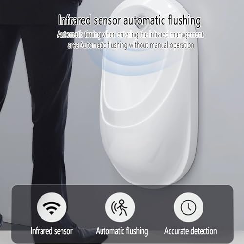 Urinal masculino inteligente con sensor de descarga, montado en pared, pequeño, para adultos, blanco, comercial antiolor y antiespl splashes, lavado universal de alta eficiencia, para escuelas o garajes miniatura 2