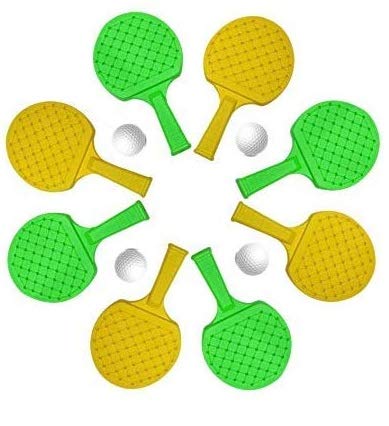 Image of Prime Combo of 4 Pair Table Tennis Badminton Racket Set with Ball for Kids to Play Gift Item Multi Color Pack of 1 (M5)