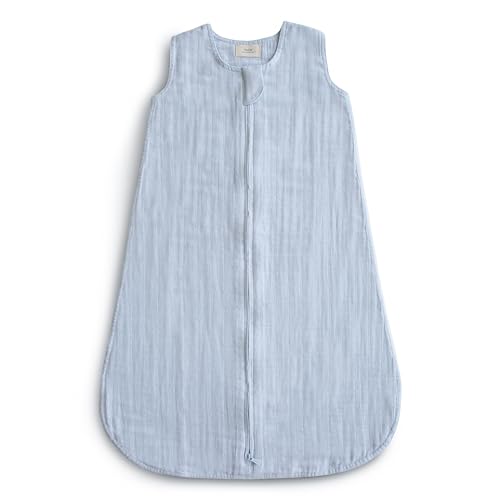 Image of mushie Baby Wearable Blanket | 100% Organic Cotton Muslin | Sleeping Bag For Infants (Baby blue)