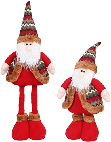 22 Inch Christmas Santa Claus Decoration, Standing Handmade Plush Doll with Retractable Legs for Christmas Ornaments Home Holiday Decoration, Standing Santa for Kids