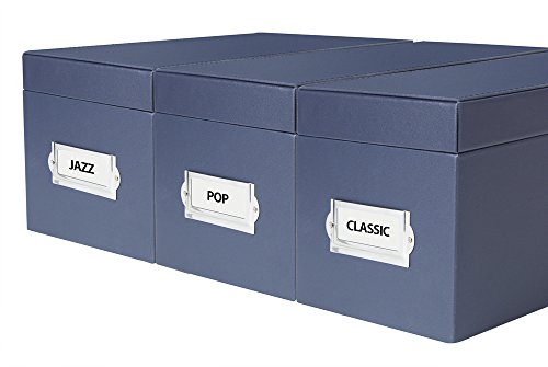 JackCubeDesign CD Case Storage Box Case DVD Organizer Holder with 50 Cases(Navy, 5.8 x 10.9 x 5.4 inches)-MK226A