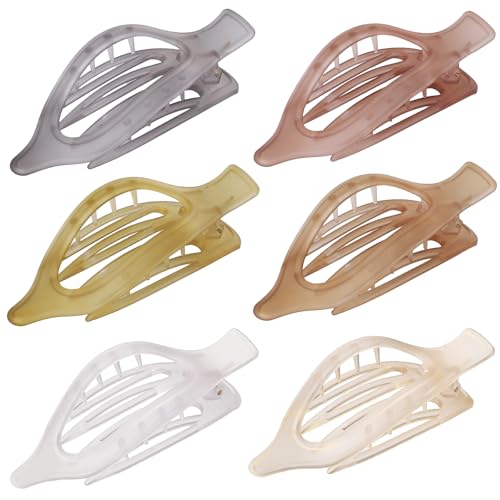 CHANDAT Flat Hair Clip 6 pcs Lay Down Claw Clips Hair Accessories for Women -Ice Cream