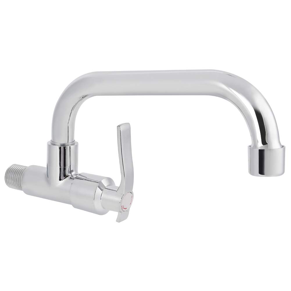 Water Faucet, G1/2in Wall Mounted Single Cold Water Tap, 360 ° Rotation Sink Water Faucet for Home Kitchen Use (LQ-3093 20cm)