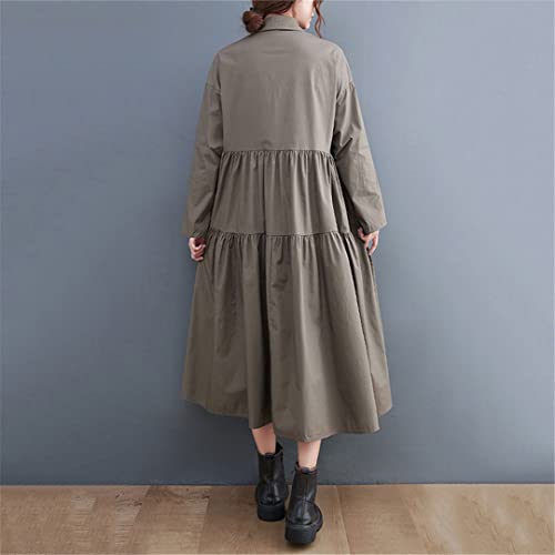 Robe à imprimé patchwork plissé femme manches longues rétro L - 3