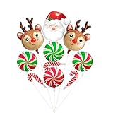 10 PCS Christmas Foil Balloons, Santa Claus Balloon for Christmas Party Decorations, Cute Reindeer Balloons for Xmas Party, Candy Cane Balloons for New Years Party Birthday Party