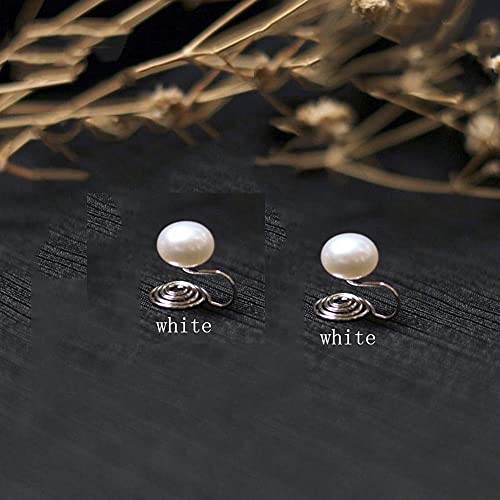 Grace Jun Silver Plated White Freshwater Pearl Clip On Earrings Women Birthday Party Silicone Cushions Non Pierced Ear Cuff Earrings #TOP1