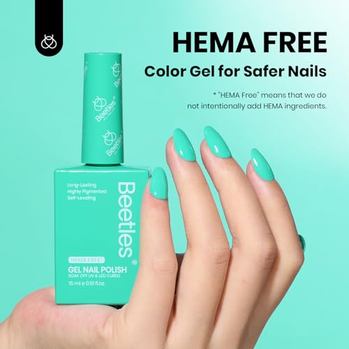 Image of Beetles Green Teal Gel Nail Polish - Hema-Free Turquoise Mint Green Soak Off Gel Polish Island Reverie for DIY Manicure Salon 0.5Oz