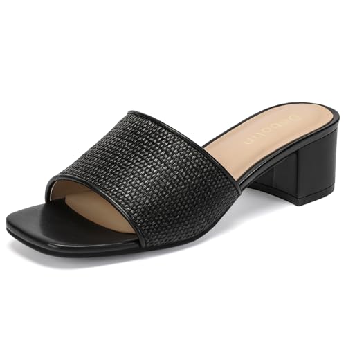 DOBOLIN Women’s Black Raffia Heeled Slide Sandals Size 9.5