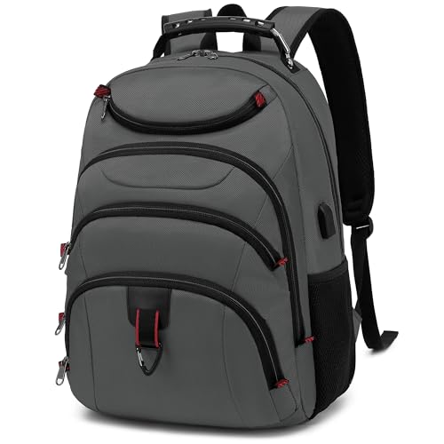 Boavan 15.6" Waterproof Laptop Backpack with USB, Grey