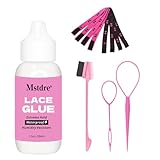 Front lace wig glue set: wig glue lace, side brush, rat-tail comb, bristle comb, bun accessory, smooth comb, hair tie