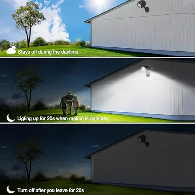 YoungPower Battery Operated Motion Outdoor Lights, 6 LEDs 800 Lumen Bright Battery Powered Wall Mount Light Night Activation Security Spotlight for Outdoor Porch, Corridor, Trash, Stairs (2 Pack)