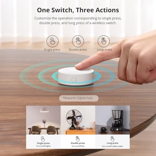 Image of Ledgebit SNZB‑01P Zigbee Wireless Smart Switch (Upgraded) | 3-Action Button for Smart Scenes & Alexa Routines | 5-Year Battery Life | Requires Zigbee Hub