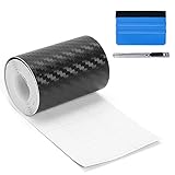 LZLRUN Free Tool Kit 3D Carbon Fiber Vinyl Tape for Black Out Chrome Delete Window Trim Door Trim Universal Chrome Black Dry Carbon Fiber Detailing Tape Overlay Wrap (2Inches x 30Feet)