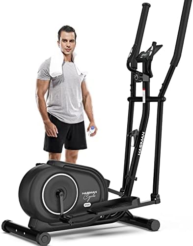 HASIMAN Elliptical Exercise Machine, Elliptical Machine for Home Use, Adjustable Magnetic Elliptical with Pulse Rate Grips and LCD Monitor, 350LB Weight Capacity (Coal Black)