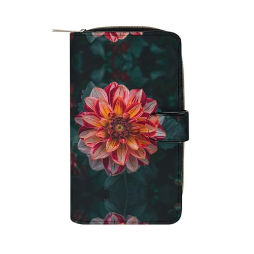Portefeuille long en cuir fermeture éclair dahlia jaune avec poche cartes de crédit
