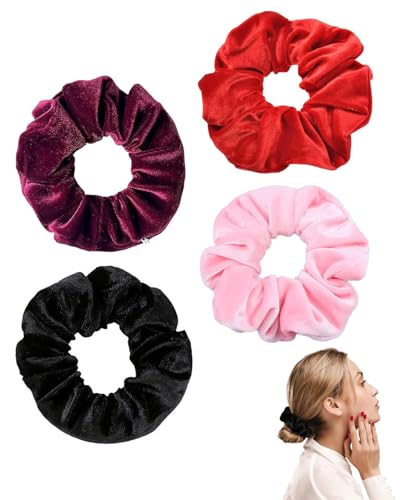 JUKOTA 4 fasce per capelli Multicolore, in vellutoMulticolore, scrunchies grande seta scrunchie accessori per capelli, spesse elastiche, per capelli elastici, per ragazze