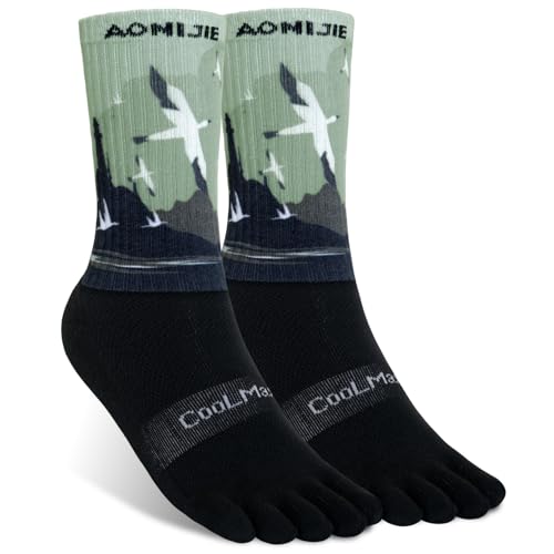 Image of AONIJIE Toe Socks for Men and Women Athletic Hiking Coolmax Socks with toes - Soft Comfortable and Moisture Wicking