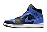 Dämpfung Nike Herren Air Jordan 1 Mid Basketballschuh, Black Hyper Royal White, 43 EU