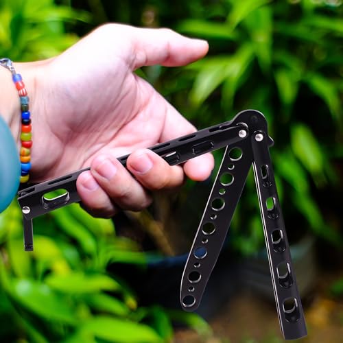 Moon Boat 2PCS Butterfly Knife Trainning Practice Comb Unsharpened Blade Black Silver