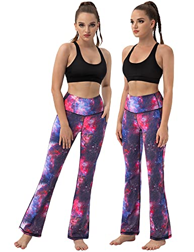 Image of BUBBLELIME 29 inch /31 inch /33 inch /35 inch /37 inch Women High Waist Bootlegs Yoga Pants Tummy Control Bootcut Workout Flared Out Pockets