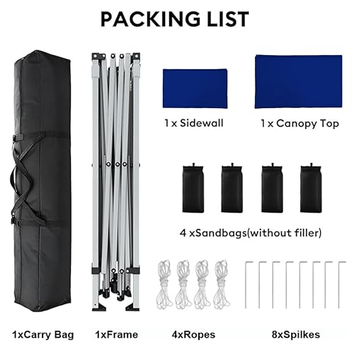 10x10 Pop Up Canopy with Sidewalls, Heavy Duty Instant Canopy Tent for Parties, Events, Camping, One Person Setup - Blue by SANWAY - Used condition - Image 9