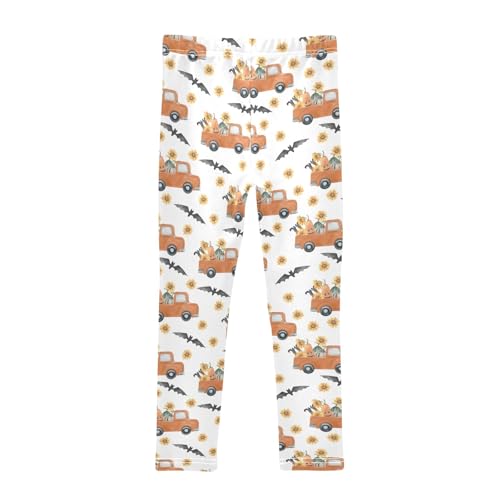 Girls' Athletic Leggings Ankle Length Yoga Dance Pants Kids Teen 4T Sunflower Truck Bat2