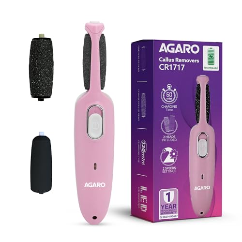 Image of AGARO Electric Callus Remover with 2 Replaceable Heads - Rechargeable Foot Scrubber for Dead Skin & Cracked Heels Pedicure Machine with 120 Minutes Runtime CR1717