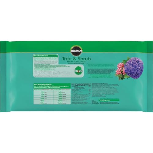 Image of Miracle-Gro Tree and Shrub Plant Food Spikes - Deciduous, Flowering & Evergreen Tree Fertilizer Spikes, Hydrangeas, and Acid-Loving Plants, 12 Count, 3 lb. (Pack of 12)