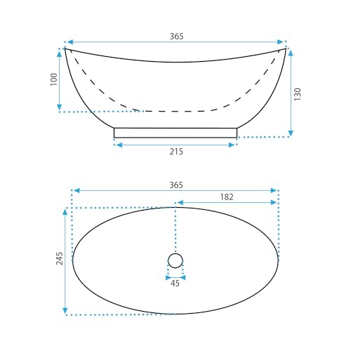Rea Aufsatzwaschbecken Kate 36, Waschtisch Handwaschbecken Bad Waschschale Waschbecken für Badezimmer (Weiß)