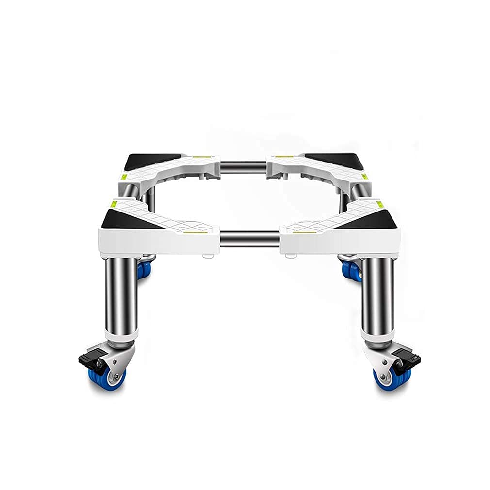 Base per lavatrice con 4 ruote di bloccaggio, lunghezza regolabile 65-80 cm, vassoio mobile per asciugatrice e frigorifero, rullo per mobili resistente per un facile spostamento, bianco