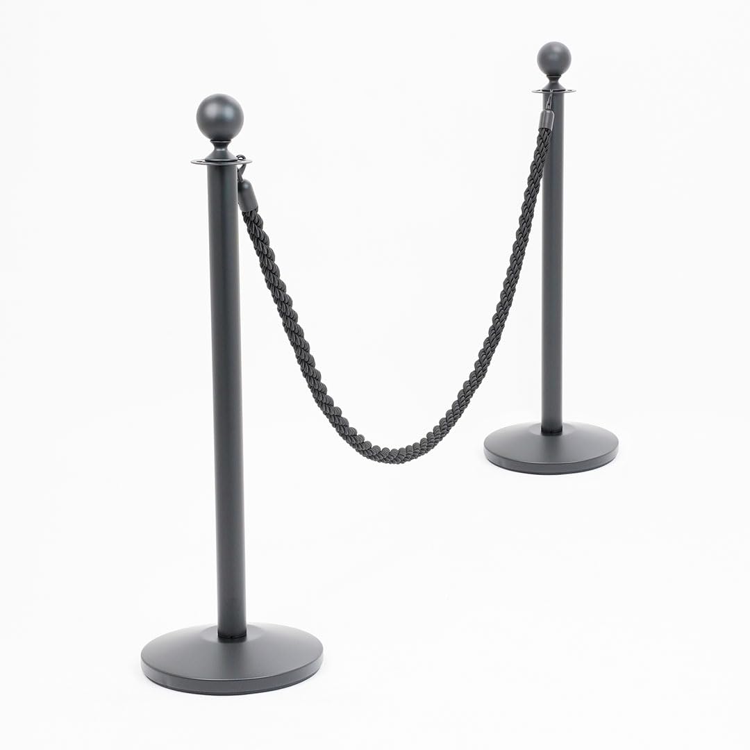 Danieli - Cordone Intrecciato 2 Metri per Colonnine Segnapercorso. Corda Intrecciata con Moschettone in Metallo Nero. Adatto per Teatri, Musei ed Eventi. (Nero)